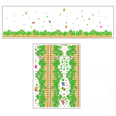 Green Leaves Flowers Pattern Sticker Living Room Bedroom Backdrop Wall Decorative Decal(AY7056)