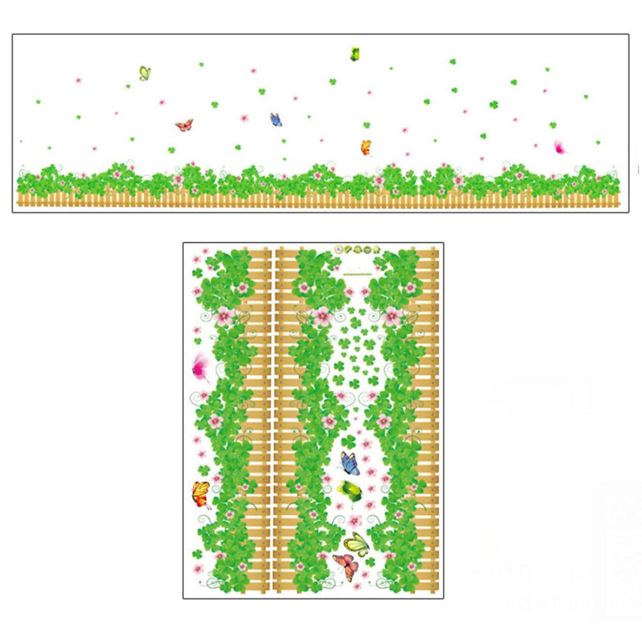 Green Leaves Flowers Pattern Sticker Living Room Bedroom Backdrop Wall Decorative Decal(AY7056)