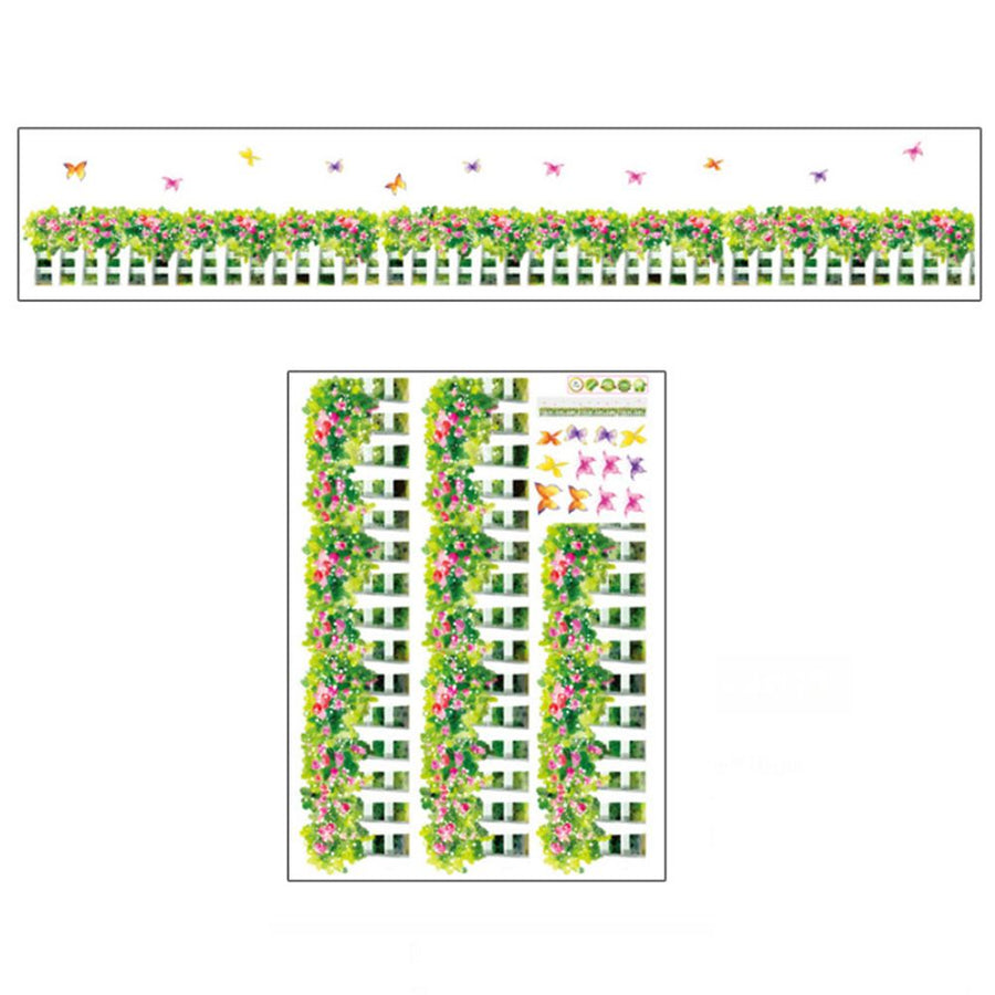 Green Leaves Flowers Pattern Sticker Living Room Bedroom Backdrop Wall Decorative Decal(AY7143)