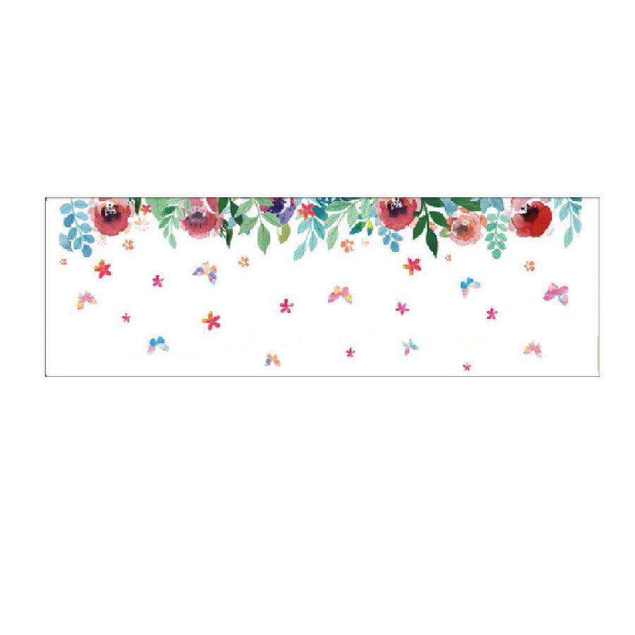 Green Leaves Flowers Pattern Sticker Living Room Bedroom Backdrop Wall Decorative Decal(XH7212)