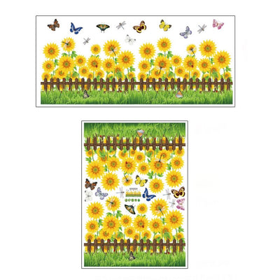 PVC Sunflower Garden Wall Skirting Stickers Poster Decor for Children Room Bathroom