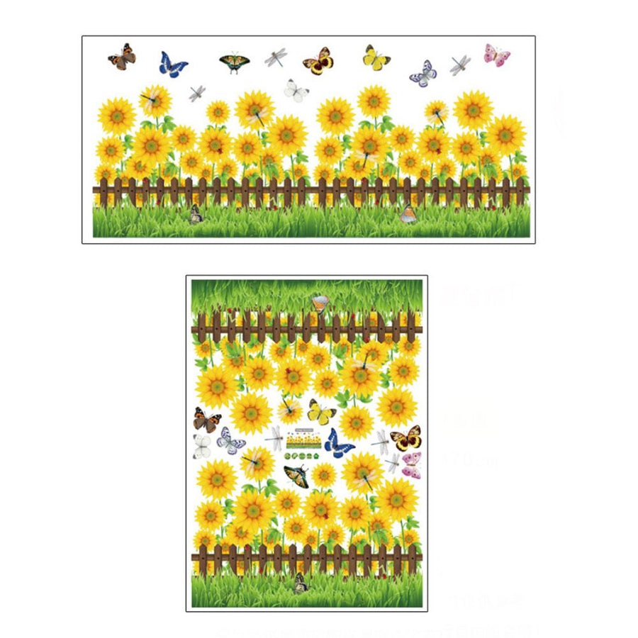 PVC Sunflower Garden Wall Skirting Stickers Poster Decor for Children Room Bathroom