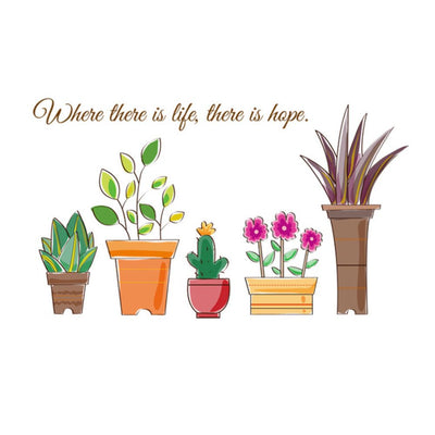 Transparent PVC Pot Plant Wall Sticker Art Home Room Mural Background Decoration