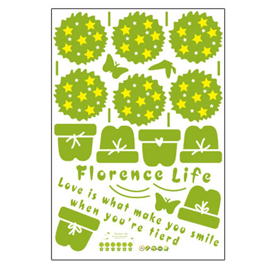 Potted Plant Self adhesive Removable Decorative Wall Sticker for Home Office Decor
