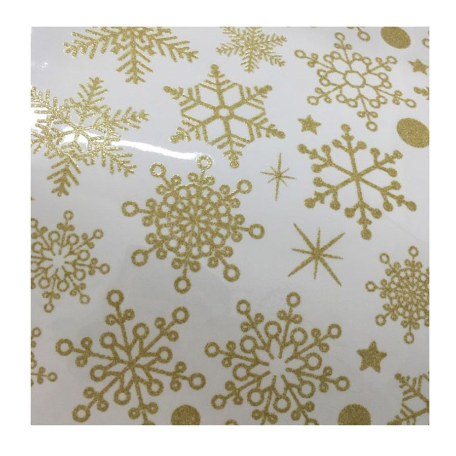 Winter Snowflake Self adhesive Removable Decorative Sticker for Home Office(Golden)