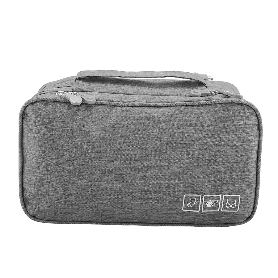 Portable Travel Storage Organizer Waterproof Underwear Bra Socks Bag USB Case(Grey)