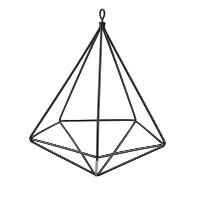 Freestanding Hanging Geometric Plant Stand Flower Hanger Moss Fern Plant Decor (Black)
