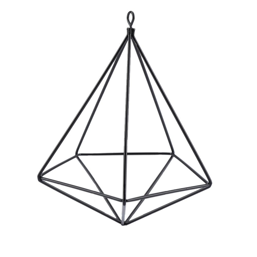 Freestanding Hanging Geometric Plant Stand Flower Hanger Moss Fern Plant Decor (Black)