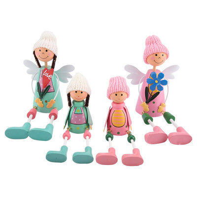 4PCS / Set Exquisite Miniature Dolls Ornament Decor Gift Home Office (Sisters)