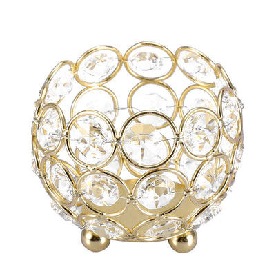 Crystal Tea Light Candle Holders Wedding Decor Table Centerpieces (Gold Diameter 8cm)
