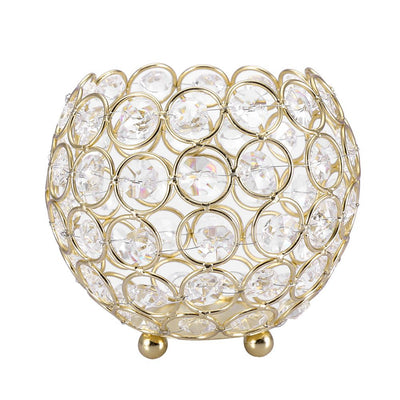 Crystal Tea Light Candle Holders Wedding Decor Table Centerpieces (Gold Diameter 12cm)