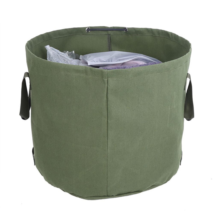 Portable Waterproof Reusable Canvas Garden Lawn Leaf Trash Waste Bag Container Storage Tote