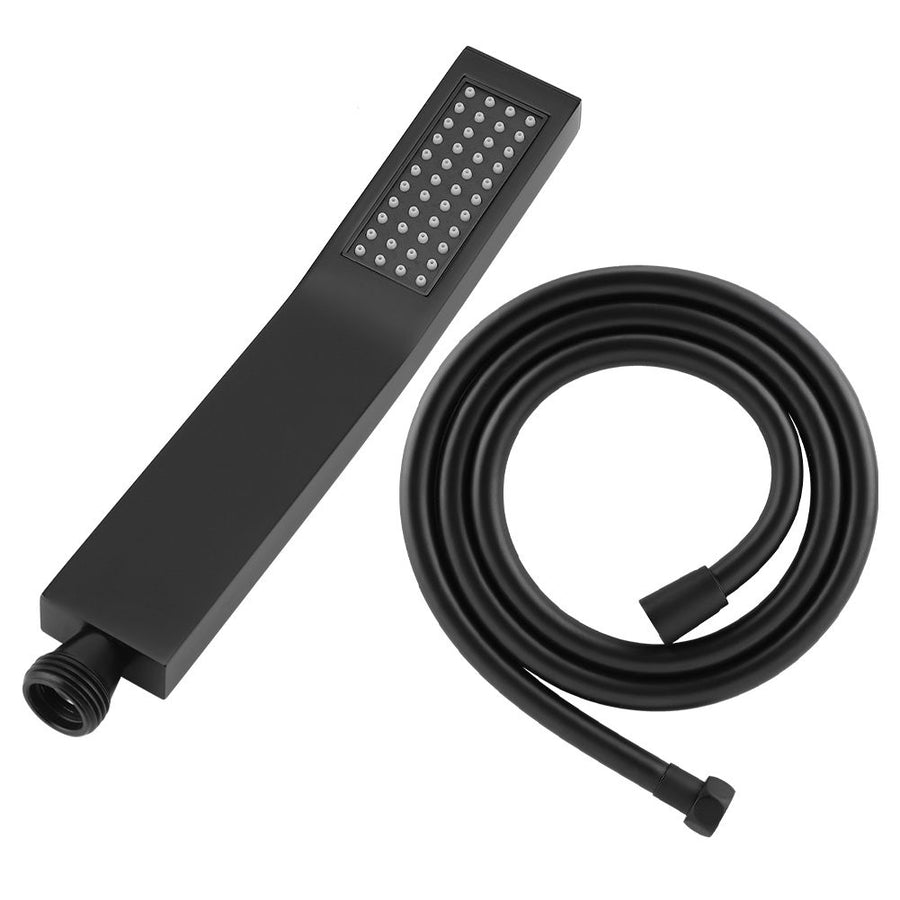 Matte Black Brass Square Handheld Shower Head Bathroom Sprayer Handshower with Hose