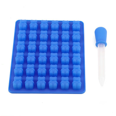Bear Shape Ice Cube Box Mold Tray Maker Silicone Ice Cream Chocolate (Dark Blue Dropper)