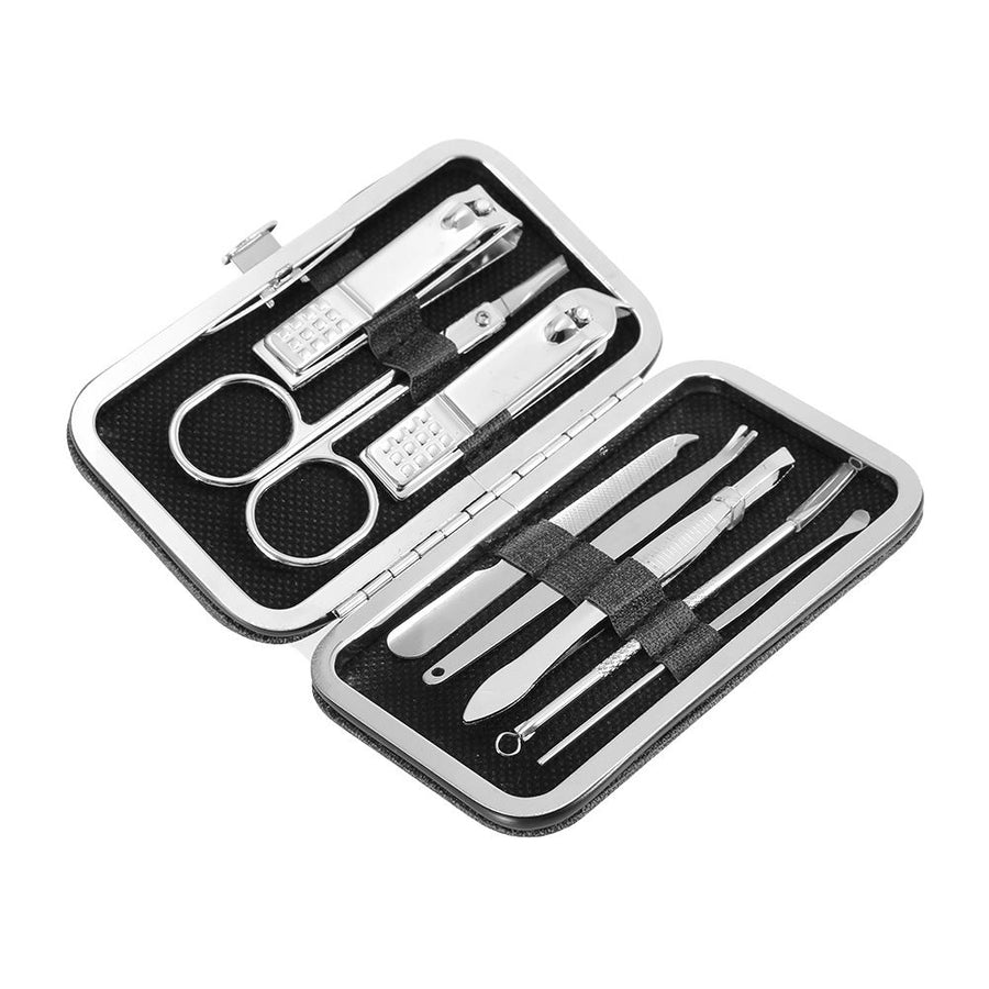 8 Pcs Stainless Steel Nail Scissors Cutter Clippers Set Fingernail Toenail (Black)