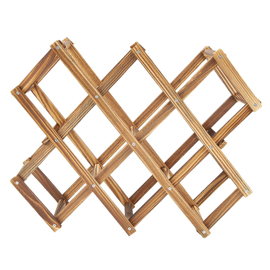 Foldable Wooden Wine Rack Organizer Display Shelf 10 Bottles Capacity