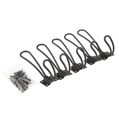 Vintage Style Double Coat Hat Hooks Closet Hanger Organizer (5PCS Black L)