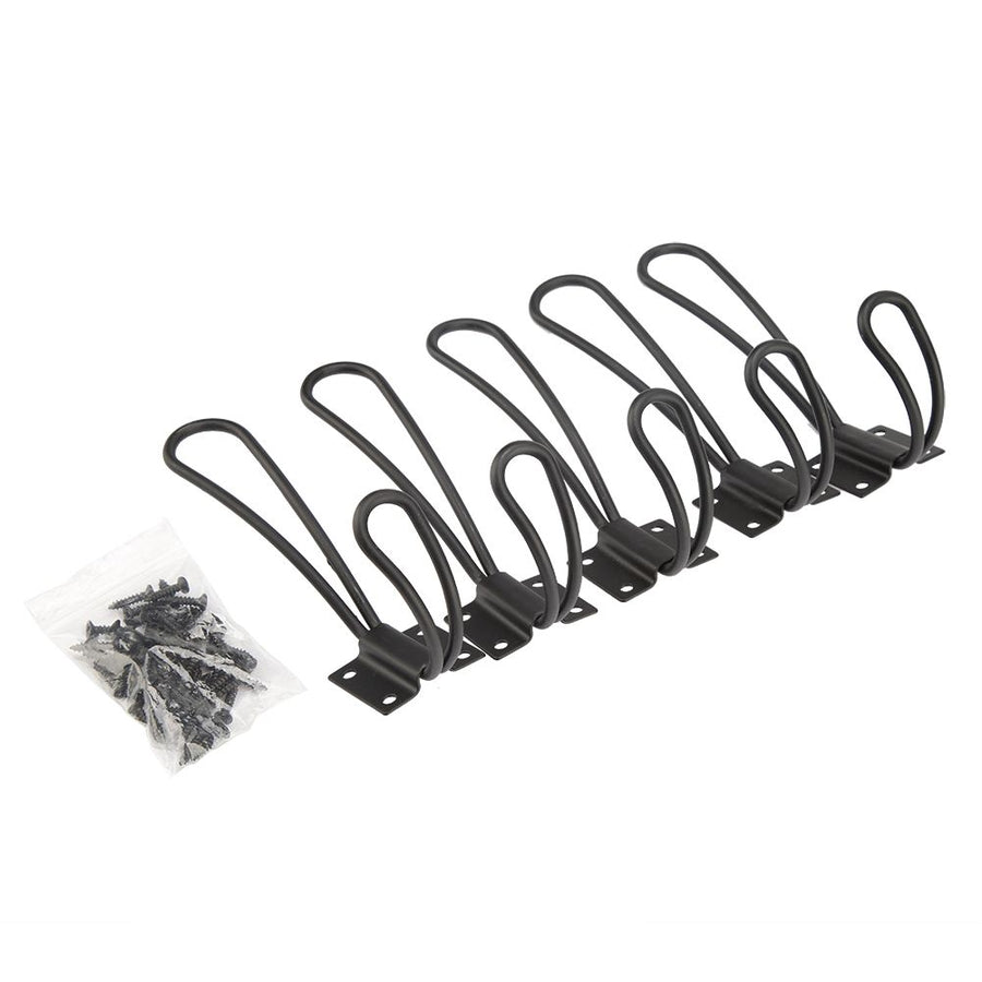 Vintage Style Double Coat Hat Hooks Closet Hanger Organizer (5PCS Black L)
