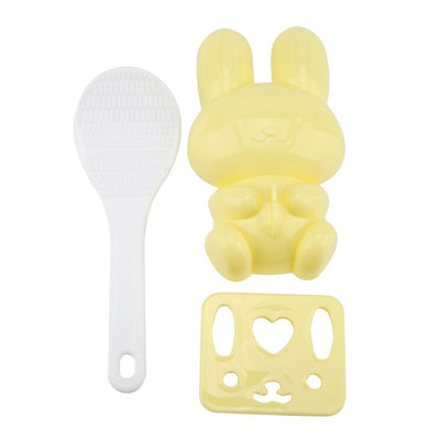 3pcs Food grade PP Cartoon Rabbit Model Sushi Rice Mold DIY Handicraft Onigiri Make Tool(Yellow