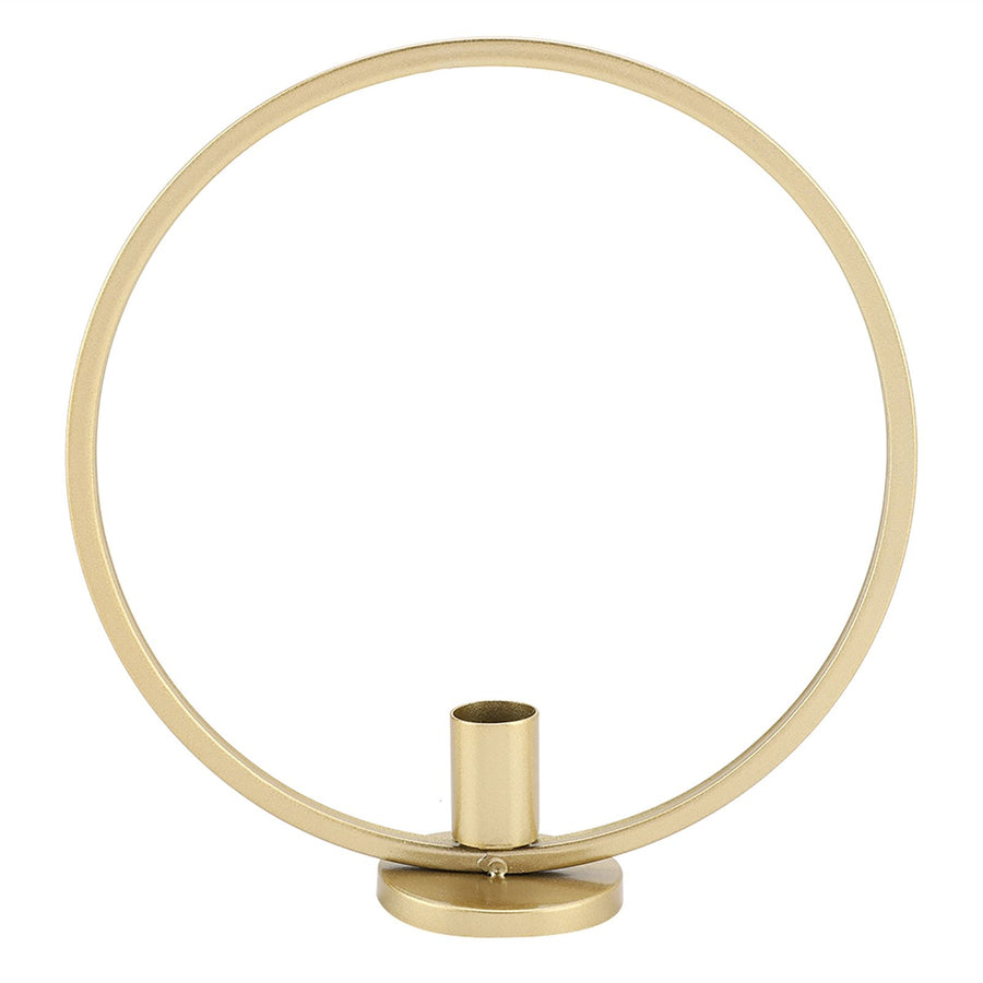 Round Circle Iron Candlestick Craft Desk Candle Holder for Candlelight Dinner (Gold)
