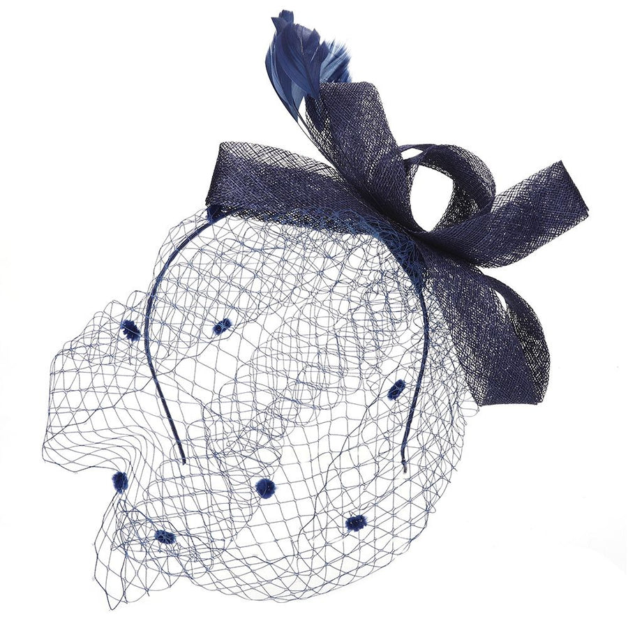 Wedding Women Net Mesh Bridal Face Veil Hats Brides Fascinator Headwear Hair Accessory(Navy)