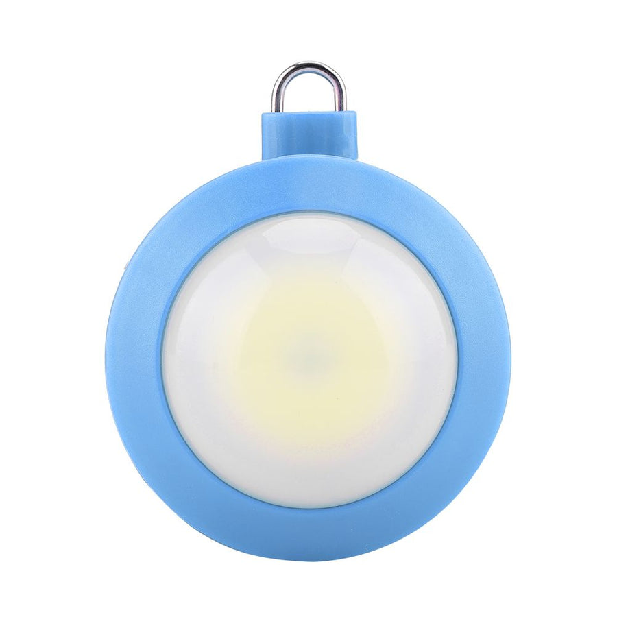 Mini COB LED Super Bright Round Camping Lights Outdoor Night Lamp with Hook((Blue)