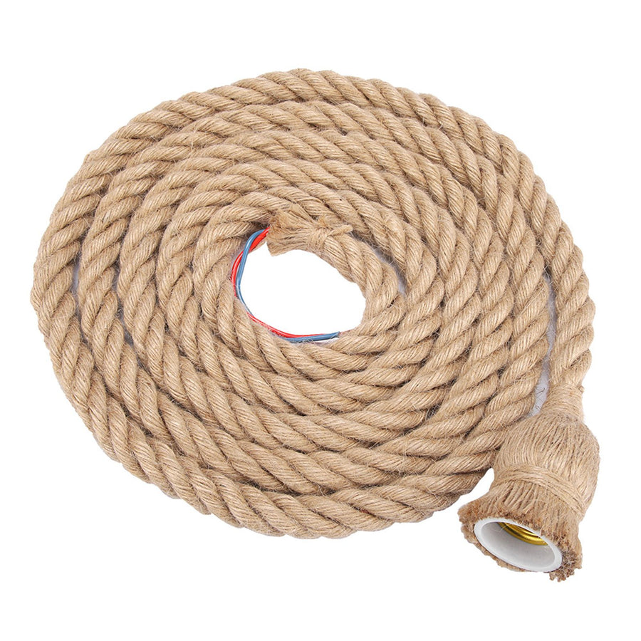 2m E27 Vintage Hemp Rope Ceiling Light Base Pendant Lamp Bulb Holder 85-265V (1*holder)