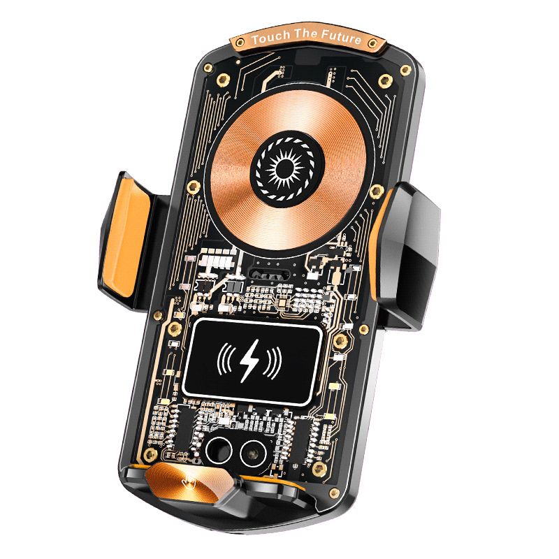 A6 Magnetic Dual Mode Wireless Car Charger Mount for iPhone Samsung Android Phones，orange
