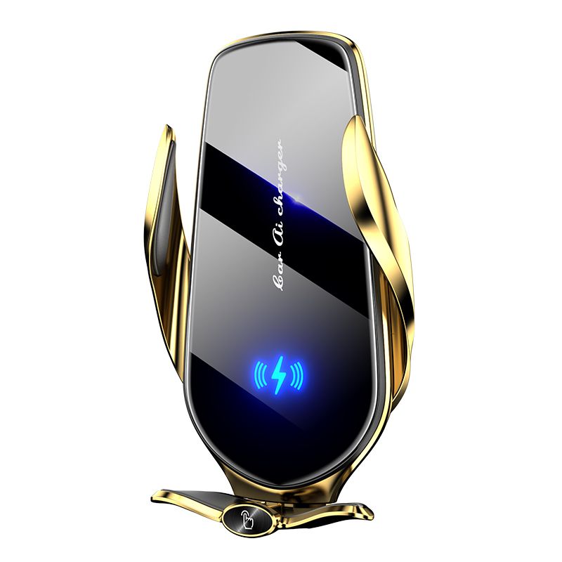 FJ22 Auto Clamping Wireless Car Charger Mount Infrared Air Vent Phone Holder，Golden