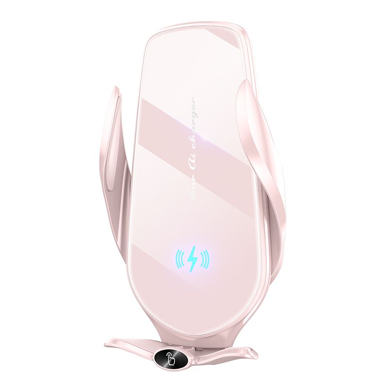 FJ22 Auto Clamping Wireless Car Charger Mount Infrared Air Vent Phone Holder，pink