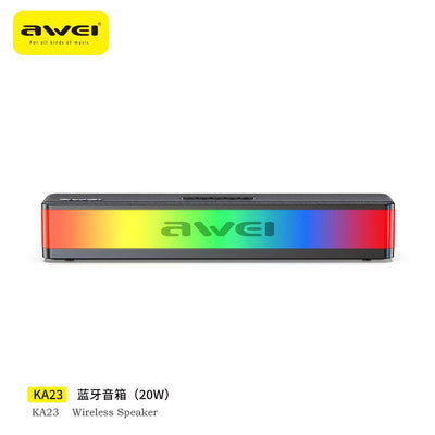 AWEI KA23 Wireless Bluetooth Soundbar, RGB Dynamic Lighting Stereo Speaker，black