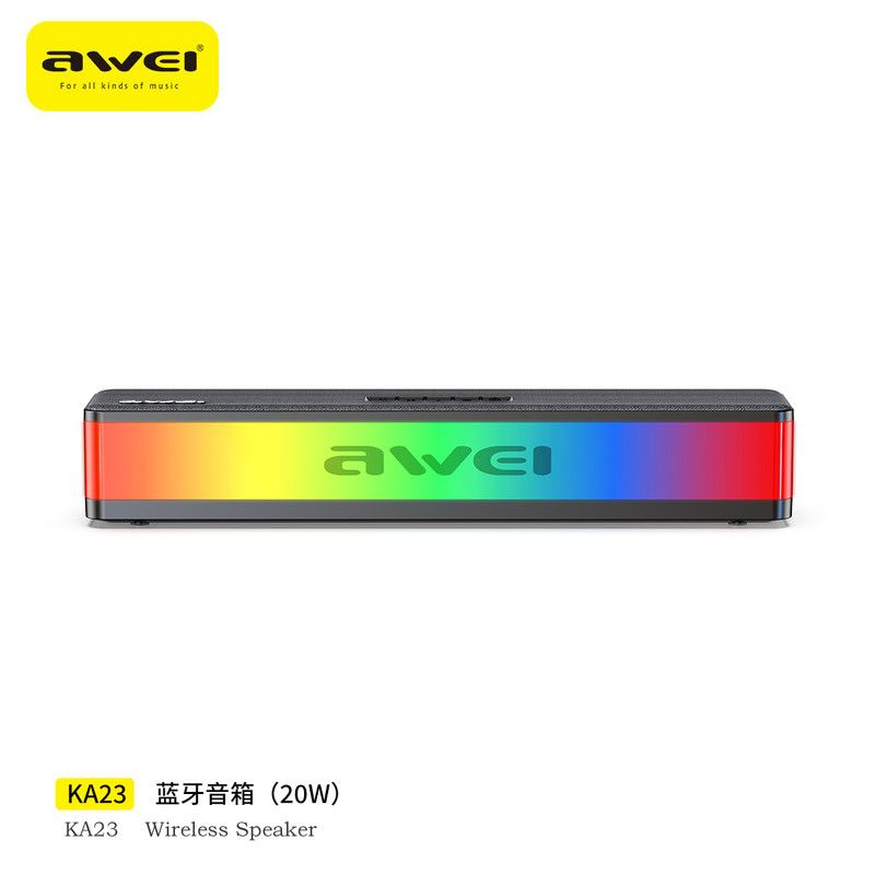 AWEI KA23 Wireless Bluetooth Soundbar, RGB Dynamic Lighting Stereo Speaker，black