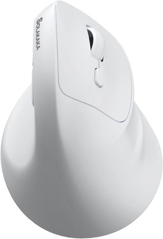 SOLAKAKA SM520 Tri-Mode Vertical Ergonomic Mouse, 24000 DPI Programmable Wireless Vertical Mouse，white