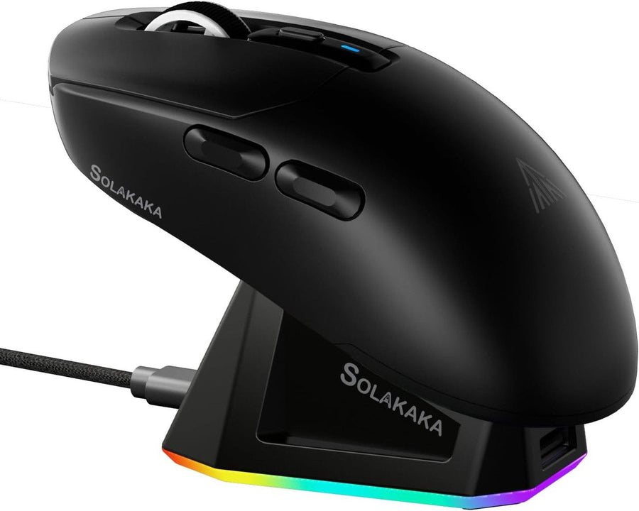 SOLAKAKA SM820 Wireless Gaming Mouse with RGB Charging Dock,24000 DPI Tri-Modes Wireless Mouse，black