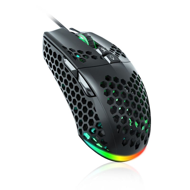 SOLAKAKA SM900 Wired Gaming Mouse with Honeycomb Shell，black