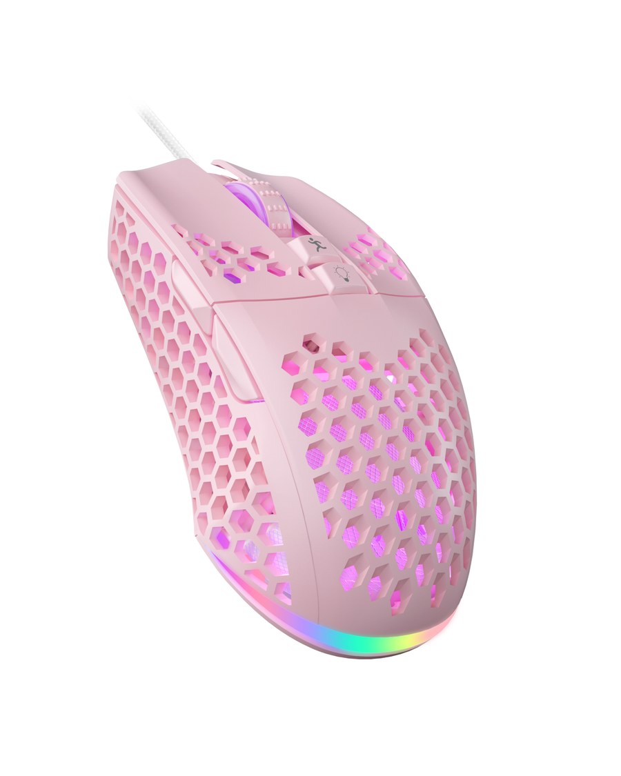 SOLAKAKA SM900 Wired Gaming Mouse with Honeycomb Shell，pink
