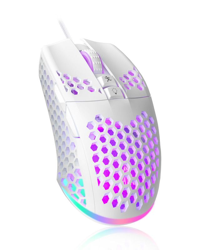 SOLAKAKA SM900 Wired Gaming Mouse with Honeycomb Shell，white