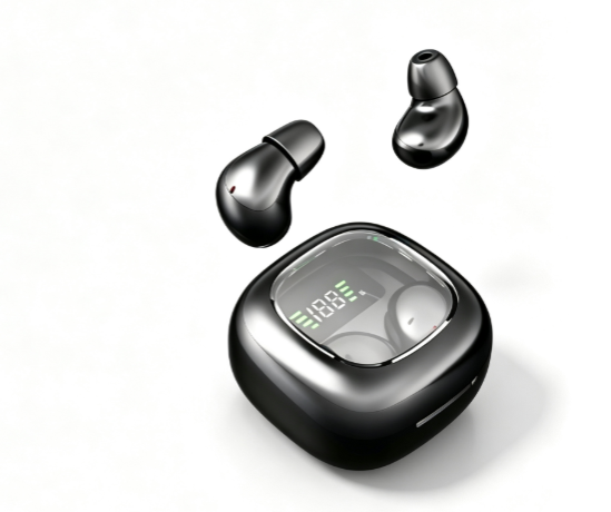 Y19 Mini Hidden Sleep Wireless Bluetooth Earbuds with LED Digital Display，black