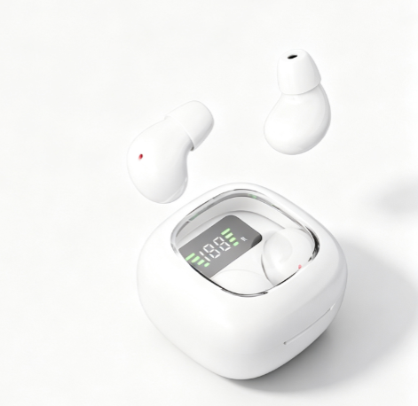 Y19 Mini Hidden Sleep Wireless Bluetooth Earbuds with LED Digital Display，white