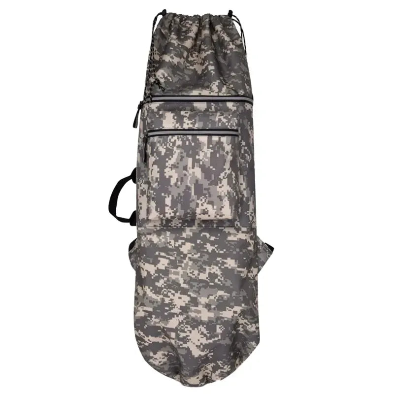 Skateboard Bag Longboards Carrying Case Double Shoulder Backpack Outdoor Travel - Gray Camouflage