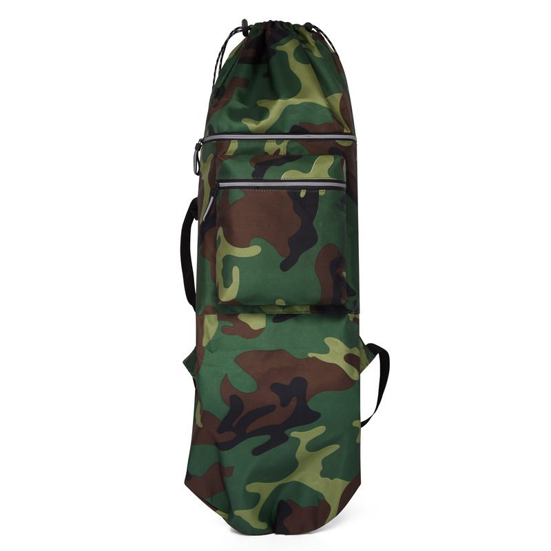 Skateboard Bag Longboards Carrying Case Double Shoulder Backpack Outdoor Travel - Green Camouflage