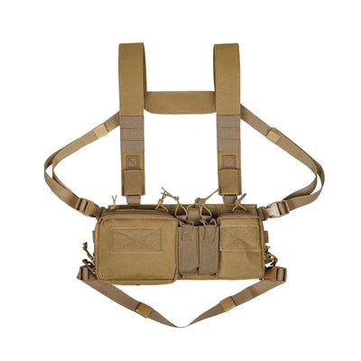 Tactical Chest Vest Rig Bag Field Training Vest Multifunctional Camouflage Strap with Multi-Pocket Outdoor Camping CS Match Pack - Khaki
