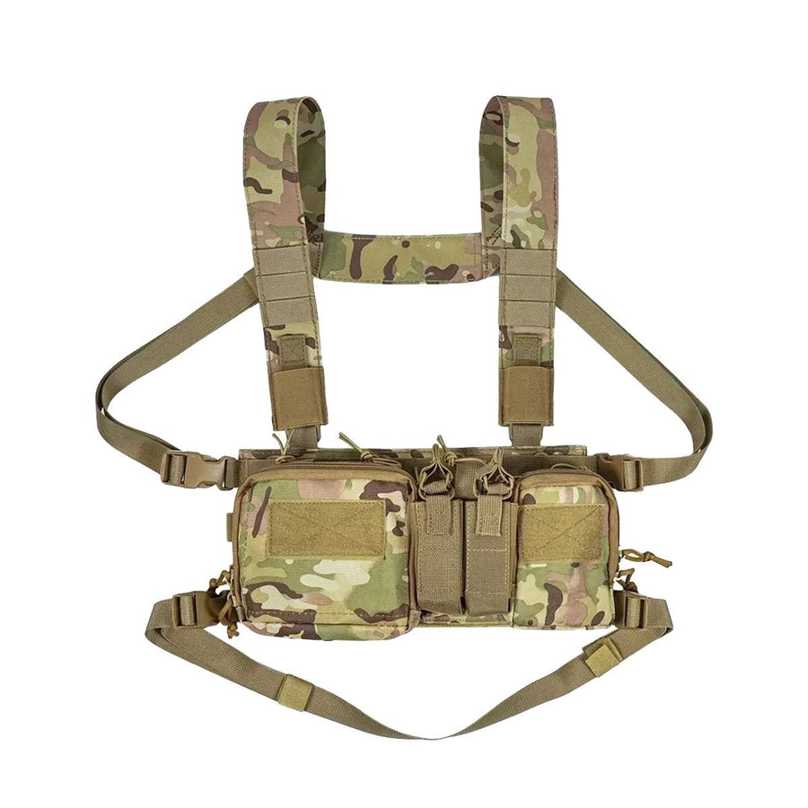 Tactical Chest Vest Rig Bag Field Training Vest Multifunctional Camouflage Strap with Multi-Pocket Outdoor Camping CS Match Pack - Camouflage