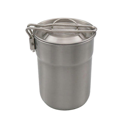 Camping Cup Stainless Steel Coffee Mug Portable Cooking Pot 1L with Lid Folding Handle for Camping Picnic Hiking Backpacking