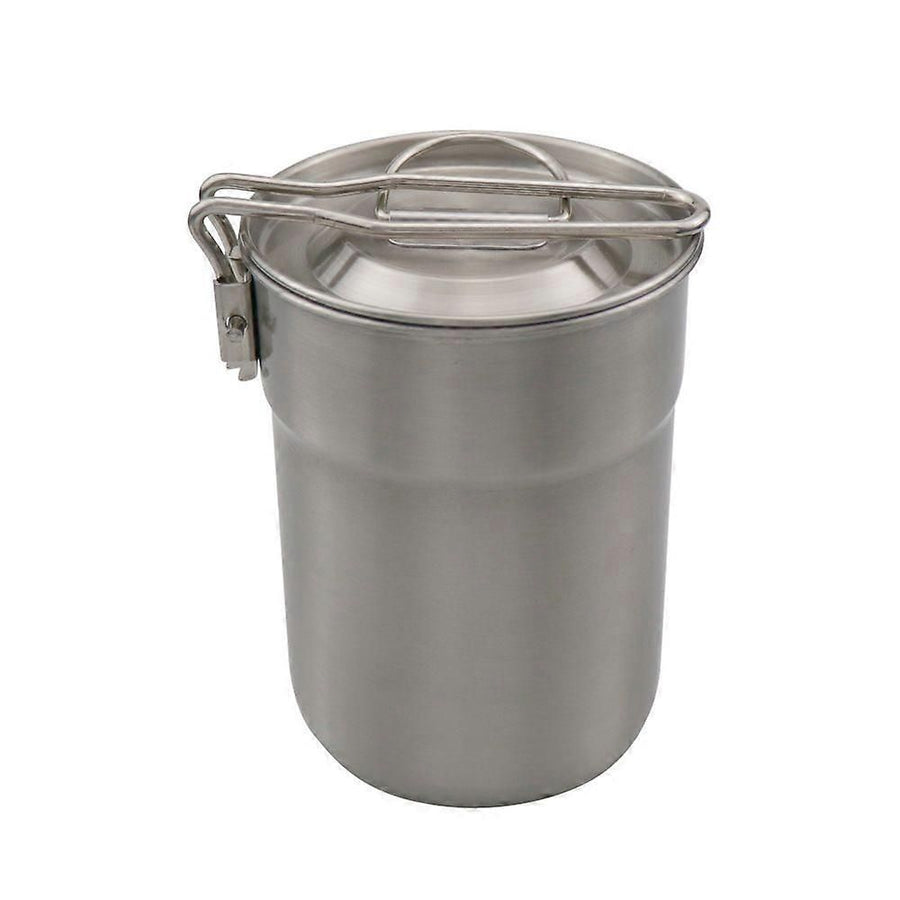 Camping Cup Stainless Steel Coffee Mug Portable Cooking Pot 1L with Lid Folding Handle for Camping Picnic Hiking Backpacking
