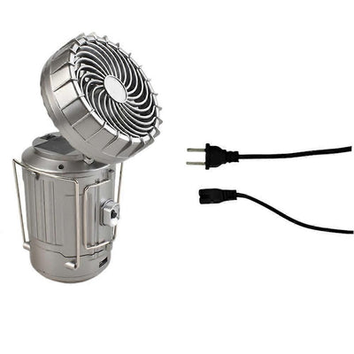 2-in-1 Solar Camping Lantern with LED Light and Adjustable Fan, USB Charging Station Silver