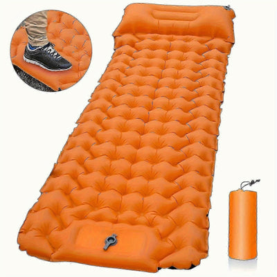 Portable Sleeping Pad, Camping Inflatable Mattress With Pillows, Folding Ultralight Air Cushion For Outdoor Hiking Trekking well - Orange