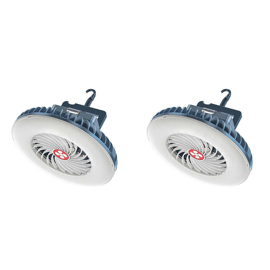 2X Portable Camping Fan with LED USB Rechargeable Battery Operated Fan for Tent Car Emergency