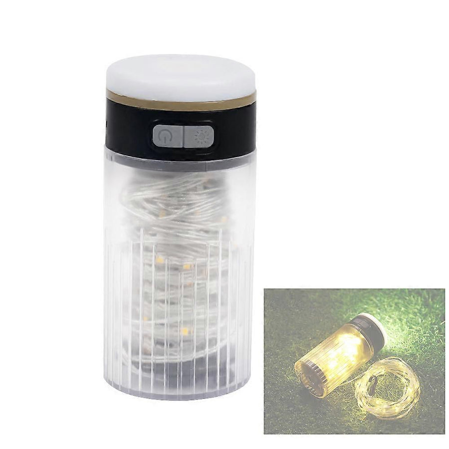LED Camping String Light Portable 2 in 1 Campsite Ambient Lamp Waterproof Tent Light with 6 Lighting Modes Support Power Bank Function for Camping Hiking