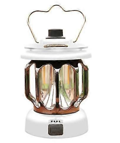 Led Camping Lantern,rechargeable Retro Dimmable Camping Light Waterproof Tent Light For Power Outages Hiking Emergency Fishing - White